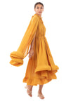 Ruffle Hem and Sleeves Oversized dress in Yellow