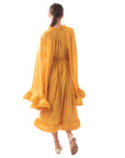 Ruffle Hem and Sleeves Oversized dress in Yellow