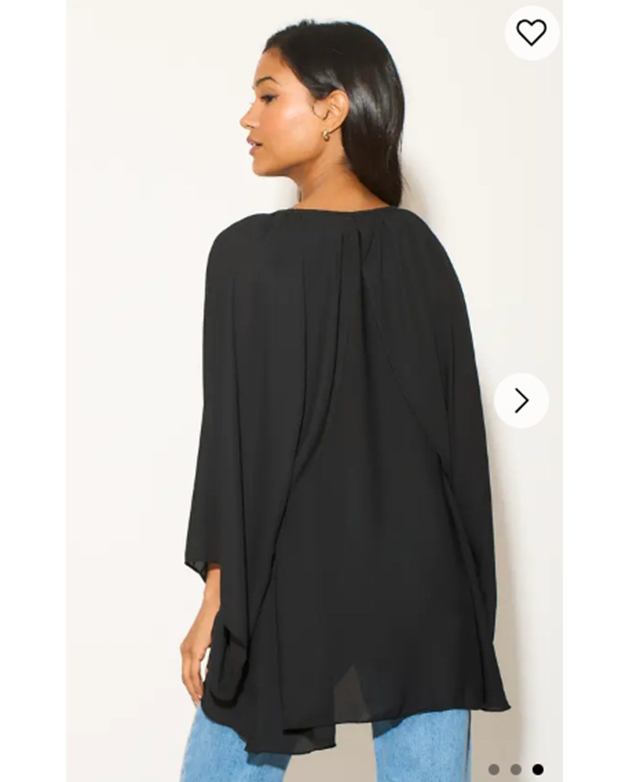 Chiffon Long Sleeves Cape Top (Black)