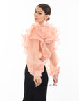 Multi Layer ruffles design sheer organza  shirt in Dusty Pink