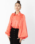 Oversized Sleeves Shirt in Orange colour