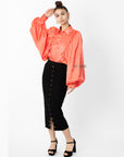 Oversized Sleeves Shirt in Orange colour