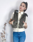 Faux Fur Waistcoat Jacket in Green