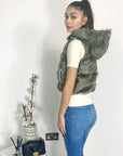 Faux Fur Waistcoat Jacket in Green