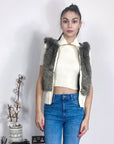 Faux Fur Waistcoat Jacket in Green