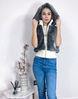 Faux Fur Waistcoat Jacket in Grey