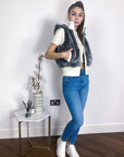 Faux Fur Waistcoat Jacket in Grey