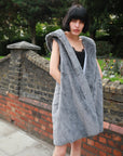 Plus Size Faux Fur Long Gilet with Hoodie