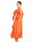 Oversized Ruffle Sleeves shirt dress in Orange