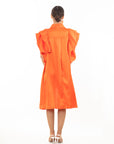 Oversized Ruffle Sleeves shirt dress in Orange