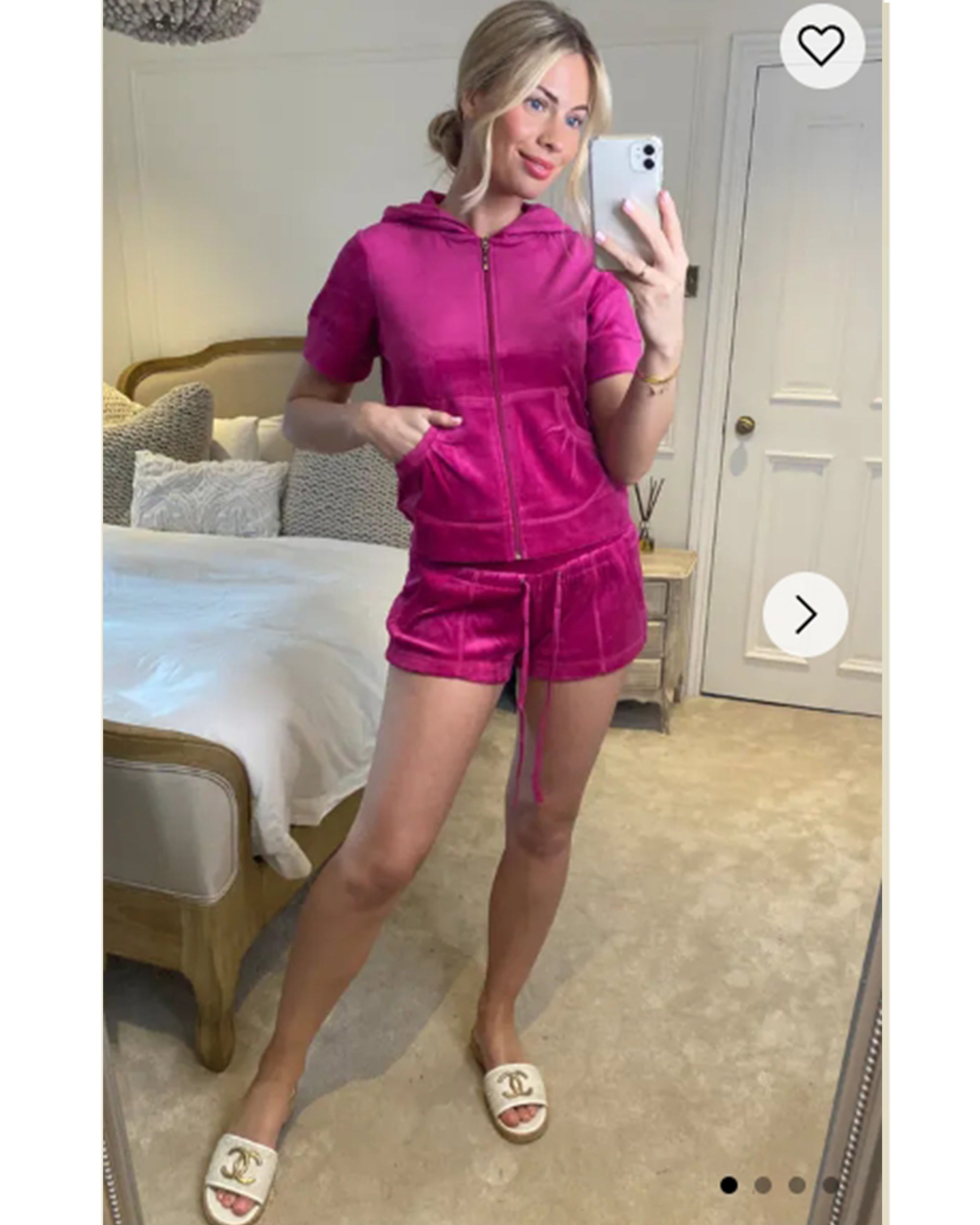 Short sleeves and Shorts Velour Tracksuits (Hot Pink)