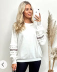 Floral & sequin embellished sleeves jumper