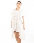 Oversized Ruffle Sleeves shirt dress in white