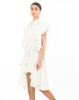 Oversized Ruffle Sleeves shirt dress in white