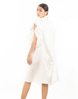 Oversized Ruffle Sleeves shirt dress in white