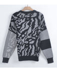 Leopard print with patch design jumper in grey