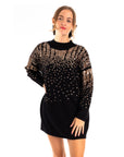 Sequin embellished shoulder and front soft knit Jumper