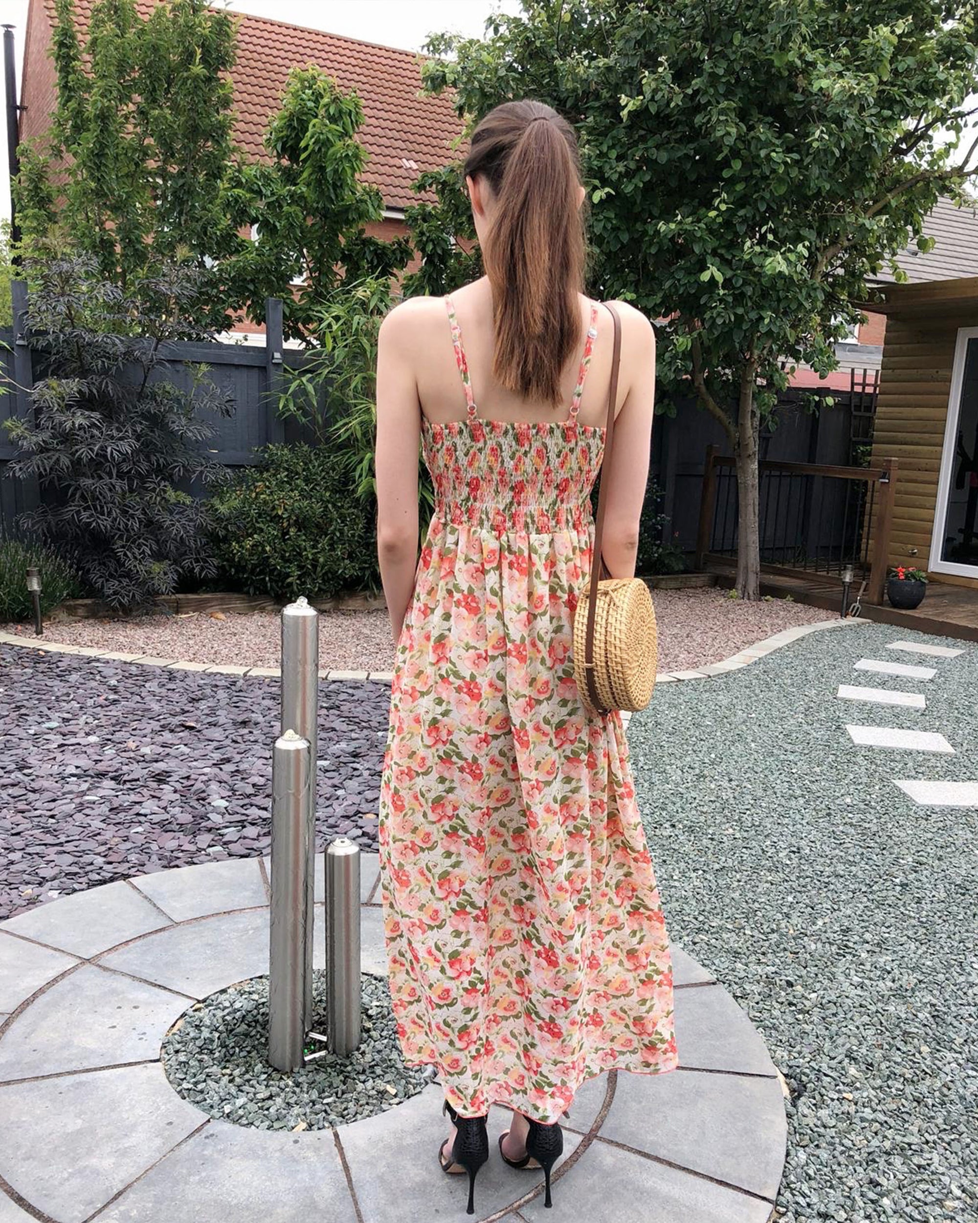 Printed Chiffon Maxi Dress KK6228 (YELLOW GREEN FLORAL PRINT)