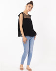 Organza Chiffon Gold Chain Top (Black)