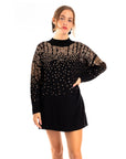 Sequin embellished shoulder and front soft knit Jumper