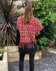 Red Multi Strips Print Knitted Long Jumper