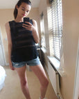 Mesh Chiffon Vest Top (Black)