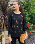 Gold Printed Jumper with Ring embellished