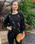 Gold Printed Jumper with Ring embellished