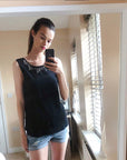 Multi Chain Embellished Chiffon Top (Black)