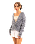 Fluffy V neck cardigan