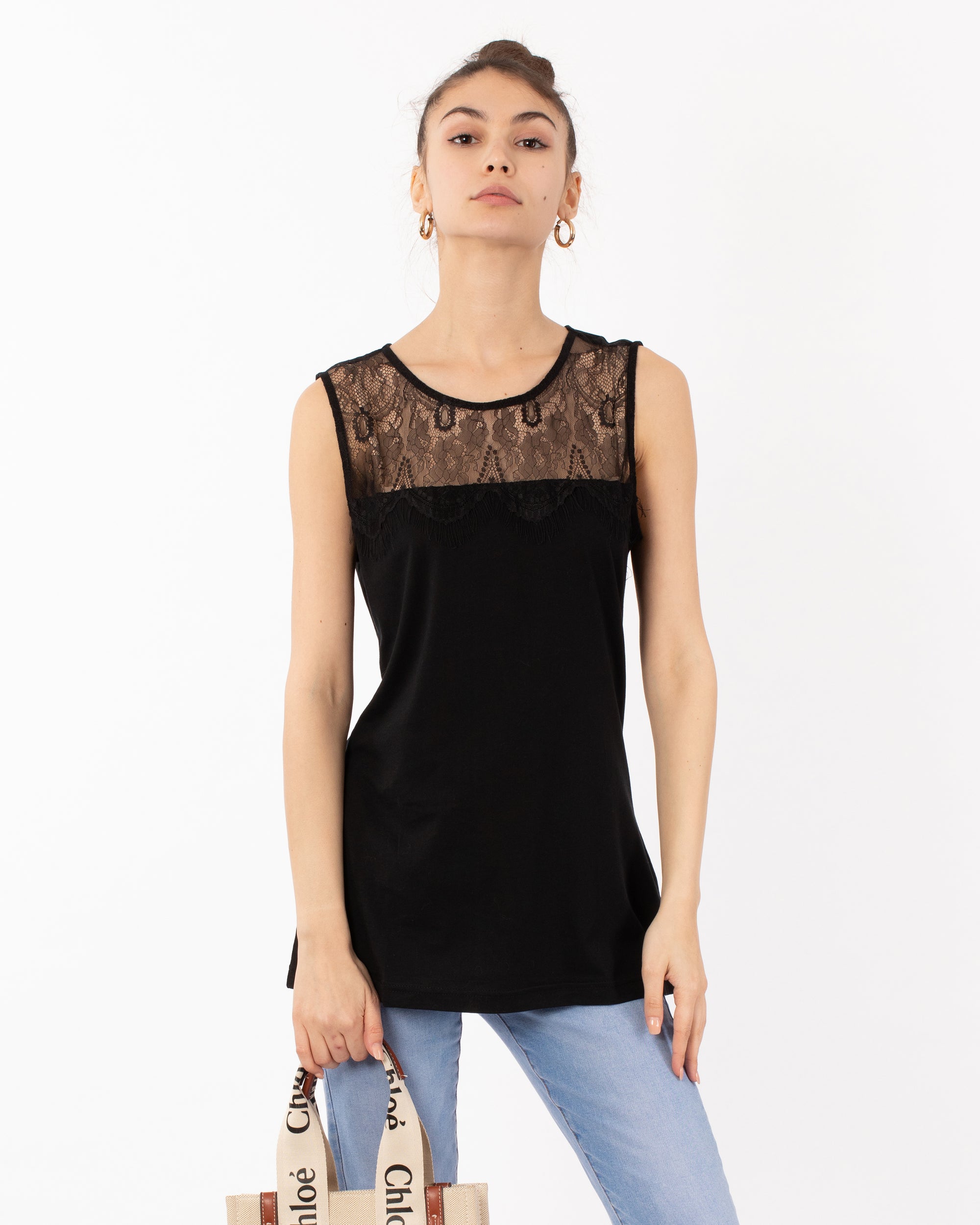 eyelash lace cotton vest top