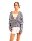 Fluffy V neck cardigan