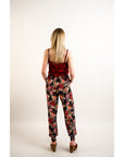 Floral print elasticated waist Cotton Trousers (Blue)