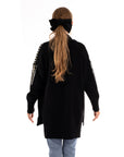 Sequin embellished shoulder and front soft knit cardigan