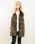 Belt fasten long Faux Fur Gilet (Brown)