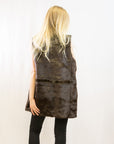 Belt fasten long Faux Fur Gilet (Brown)