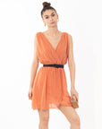 Wrap Chiffon dress (Coral)