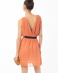 Wrap Chiffon dress (Coral)