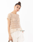 Crochet Tee Top (White)