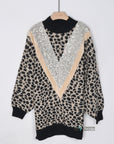 Oversized leopard print knit jumper