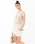 Crochet Top with Butterfly detail (Cream)