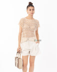 Crochet Tee Top (White)