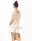 Crochet Top with Butterfly detail (Cream)