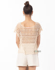 Crochet Tee Top (White)