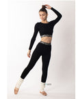 Cropped top and leggings set in black