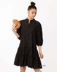 Leave's pattern shirt dress in black