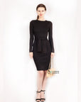 Fine knit bodycon dress with knot tie design in black