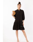 Leave's pattern shirt dress in black