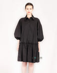 Oversized Cotton shirt dress with ruffle hem