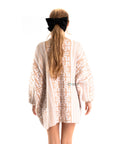 Fine knit oversized jumper with monogrammed pattern design in Beige and White